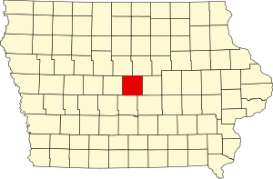 Map of Iowa highlighting Story County