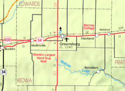 KDOT map of Kiowa County (legend)