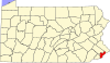 State map highlighting Philadelphia County