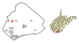 Location of Matoaka in Mercer County, West Virginia.