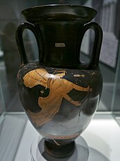Nike crowning an athlete on an amphora, 470-460 BC.