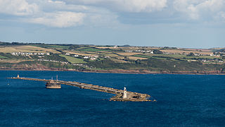 Plymouth breakwater, viewed from above Kingsand