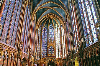 The upper level of Sainte-Chapelle, the summit of Rayonnant Gothic (1250)