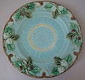Sarreguemines Majolica Majolique plate, moulded in relief, late 19th century, France. Good example of intaglio effect.[17]