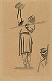 Tatlin, c. 1942, Window Cleaner and Portrait of V., brush on paper