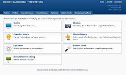 WCMS WebsiteBaker Screenshot Adminbereich