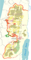 Image 46The Gaza–Israel barrier route built (red), under construction (pink) and proposed (white), (from History of Israel)