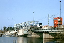 X50 train crossing the Kvicksund bridge