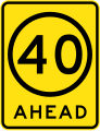 (R4-V108) 40 km/h Speed Limit Ahead (used in Victoria)