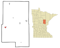 Location of the city of Aitkin within Aitkin County, Minnesota