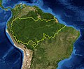 Image 44A map of the Amazon rainforest ecoregions. The yellow line encloses the ecoregions per the World Wide Fund for Nature. (from Ecoregion)