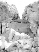Corral between the rock walls near the Acoma Pueblo, 1886