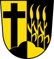 Gemeinde Ried Gespalten von Gold und Schwarz; in verwechselten Farben auf dem Dreiberg vorne ein schwarzes Kreuz, hinten drei goldene Rohrkolben.[17]
