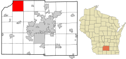 Location of the Town of Roxbury in Dane County and the state of Wisconsin.