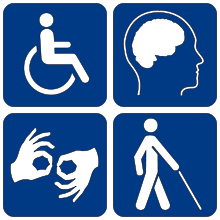 Symbols representing physical disabilities, neurodivergence, including the use of communication and assistive technologies.
