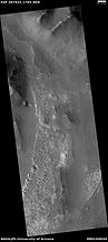 Wide view of layers and light-toned material, as seen by HiRISE