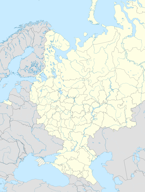 Map of Russia with the teams of the 2014–15 Premier League