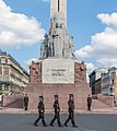 Soldiers of the battalion at the Freedom Monument in Riga.