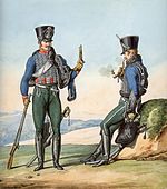 Troopers of the French 1st Hussars in 1812, showing how the sabretache was attached to the sword belt
