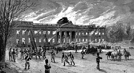 The Palace of Laeken on fire, 1 January 1890