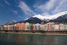 Innsbruck from the Inn river (looking towards Nordkette)