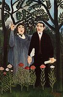 The Muse Inspiring the Poet, portrait of Apollinaire and Marie Laurencin, by Henri Rousseau, 1909