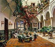 Interior Courtyard, Seville by Manuel García y Rodríguez, c 1920