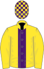 Yellow, Purple stripe, Yellow sleeves, Check cap