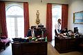 Mosteller works in the Outer Oval Office as President Obama completes a phone call adjacent.