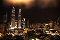 Night view of the Petronas Towers and the surrounding KLCC business district