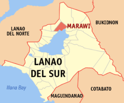 Map of Lanao del Sur with Marawi highlighted