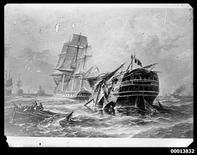 The dismasted Belleisle later on in the battle