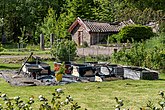 Preparing raised flower-beds in a private garden in Brastad, Sweden.