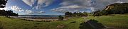 Panorama of Scandretts Bay, Mullet Point & historic buildings.