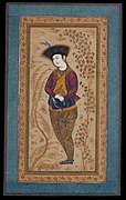 Young man in a fur hat by Reza Abbasi. Isfahan, between 1600 and 1625