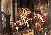 Sandra Ballif Straubhaar notes that in Roman legend, Aeneas escapes the ruin of Troy, while Elendil escapes that of Númenor.[19] Painting Aeneas flees burning Troy by Federico Barocci, 1598