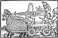 Early modern four-wheeled ballista drawn by armored horses (1552)
