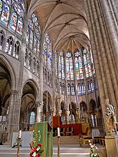 The choir of the Basilica of Saint-Denis (completed 1144), the birthplace of the Gothic style