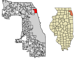 Location of Evanston in Cook County, Illinois
