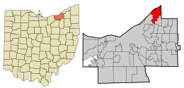 Location in Cuyahoga County and the state of Ohio