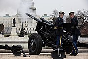 The Presidential Salute Battery fires a 21 gun salute on December 5, 2018.