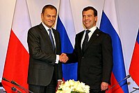 Donald Tusk with Russian President Dmitry Medvedev in 2010