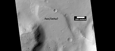 Possible fan or delta, as seen by HiRISE under HiWish program