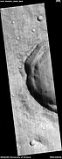 Crater with bench, as seen by HiRISE under HiWish program
