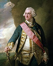 a ruddy-faced man wearing a horse-hair wig and a resplendent naval uniform