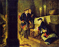 Friedrich der Große nach der Schlacht in der Kirche von Elsnig (Gemälde von Bernhard Rode, wohl 1793)