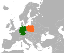 Map indicating locations of Germany and Poland