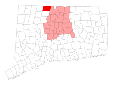 Hartland's location within Hartford County and Connecticut