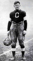 Thorpe posing in his football uniform in the late 1910s or early 1920s.