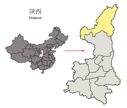 Location of Yulin City jurisdiction in Shaanxi